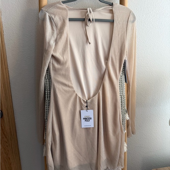 Long Sleeve Champagne Mini Dress - Picture 4 of 4